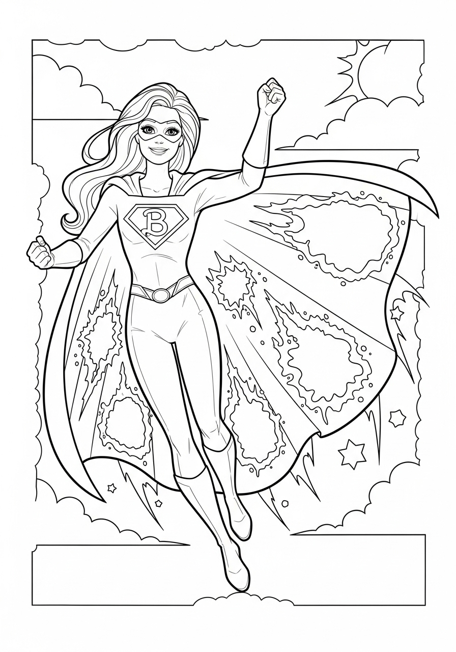 Desenho da Barbie super-heroína para colorir