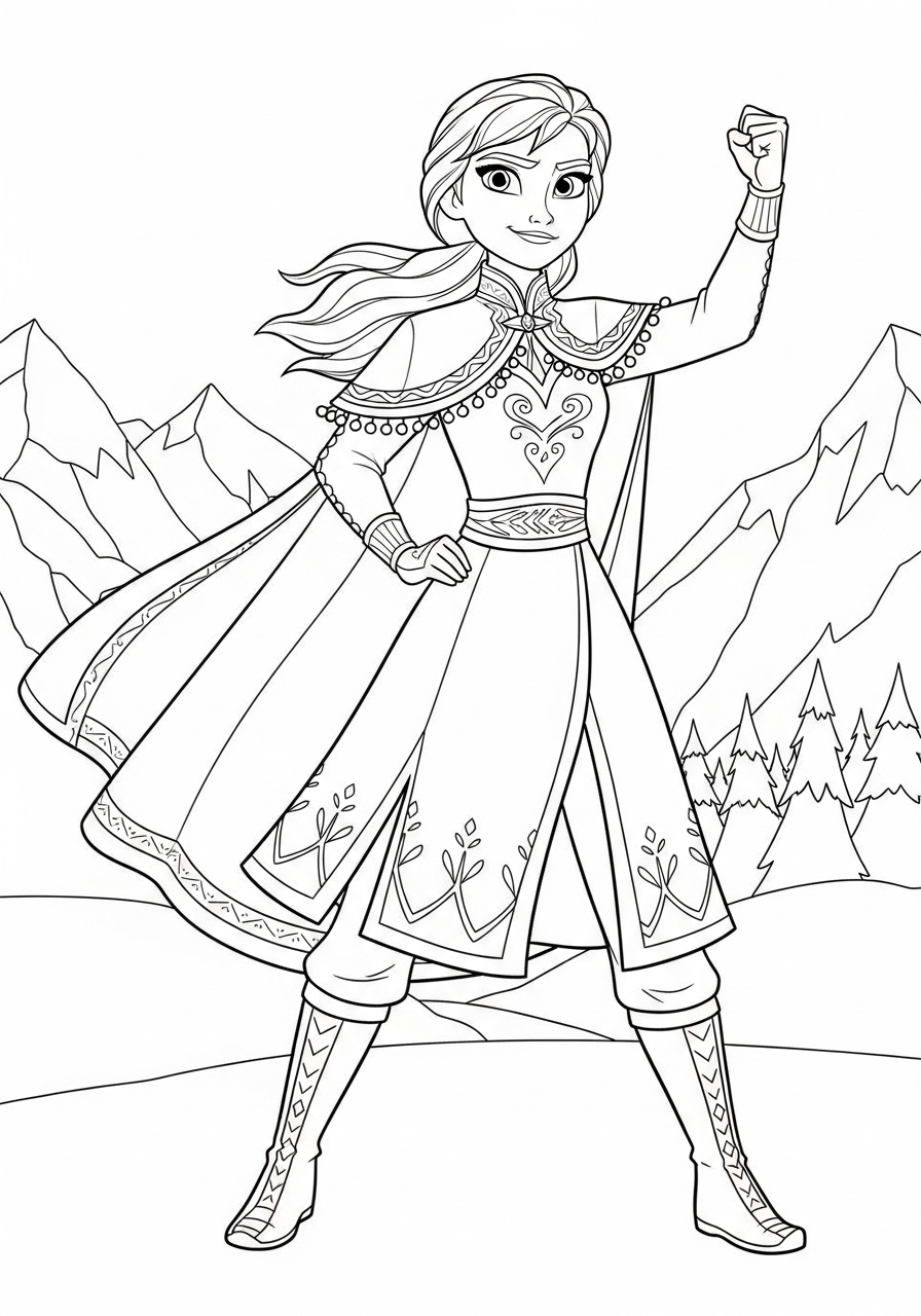 Elsa com vestido de inverno para Colorir e Imprimir Elsa com vestido de inverno para Colorir e Imprimir