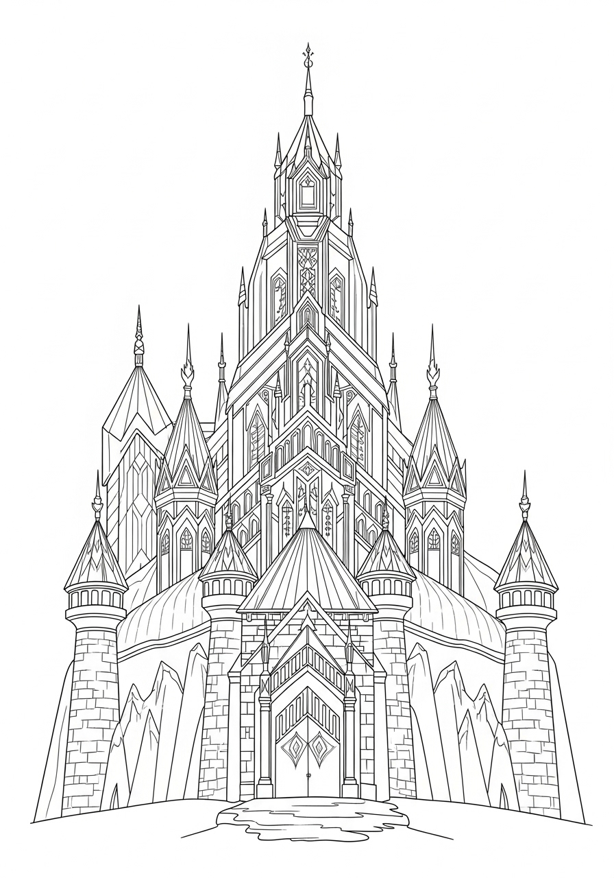 Castelo de Frozen para Colorir e Imprimir Castelo de Frozen para Colorir e Imprimir