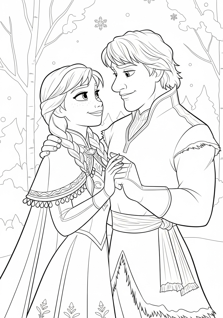 Anna e Kristoff da Frozen para Colorir e Imprimir Anna e Kristoff da Frozen para Colorir e Imprimir