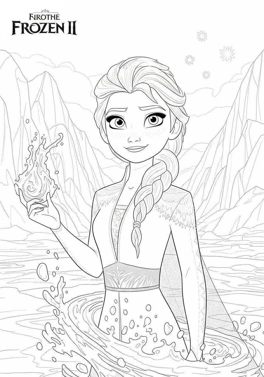 Elsa com poderes de gelo para Colorir e Imprimir