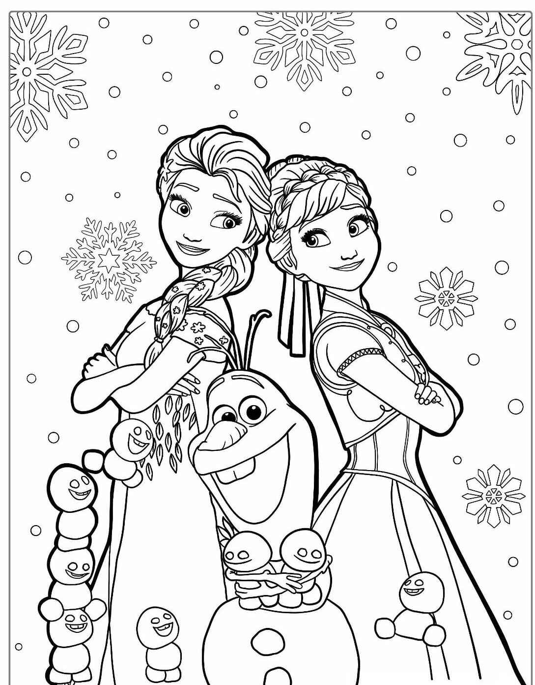 Elsa Anna e Olaf para Colorir e Imprimir Elsa Anna e Olaf para Colorir e Imprimir