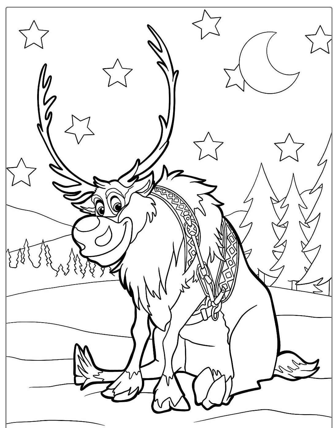 Sven de Frozen em Desenho para Colorir e Imprimir Sven de Frozen em Desenho para Colorir e Imprimir
