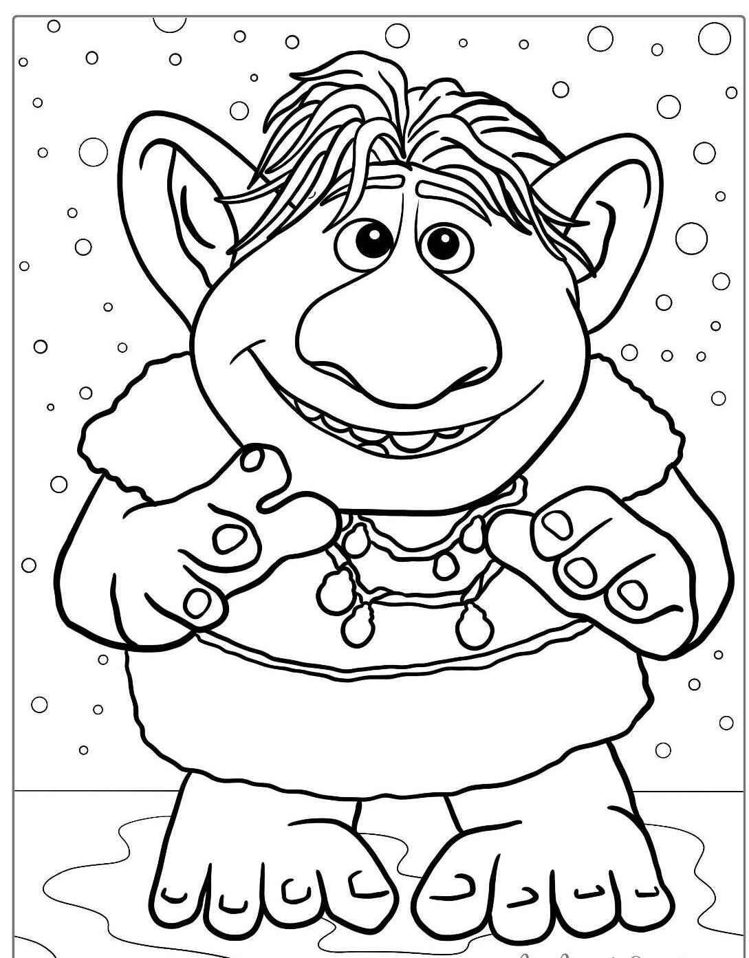 Desenho da Frozen troll divertido para imprimir e colorir