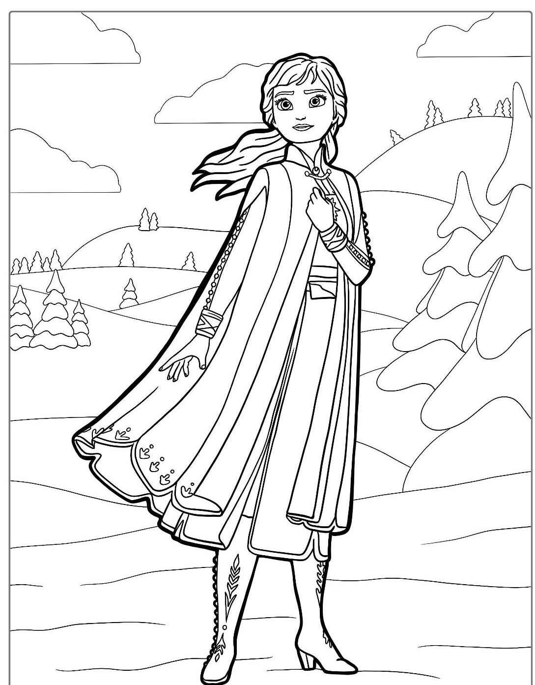 Desenho da Elsa na Frozen para Colorir e Imprimir Desenho da Elsa na Frozen para Colorir e Imprimir