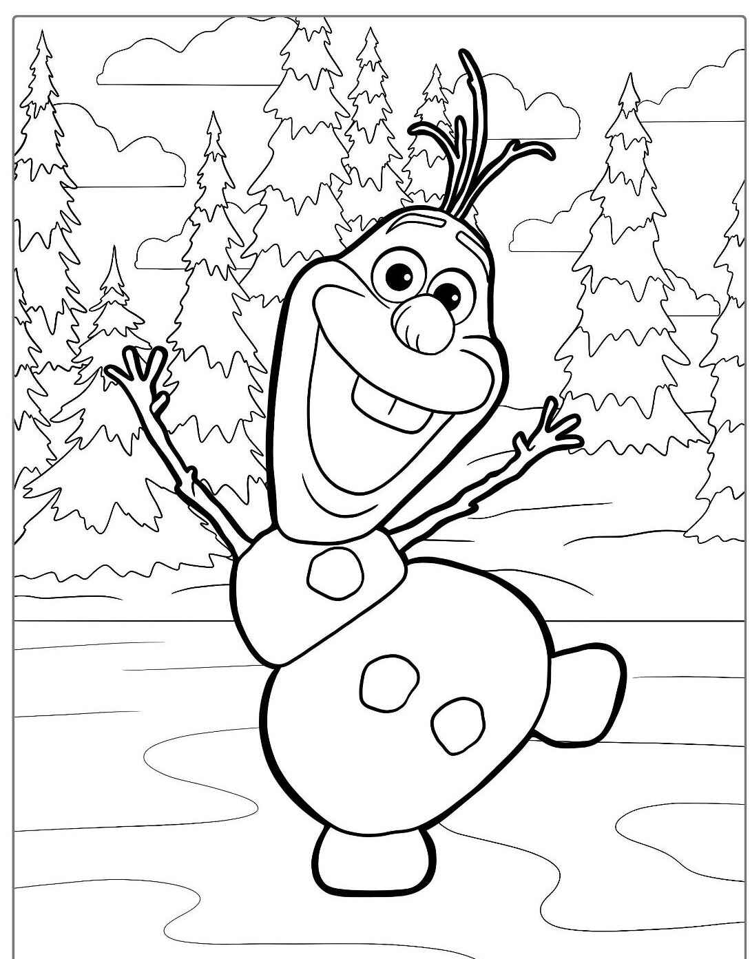 Desenho do Olaf da Frozen para imprimir e colorir