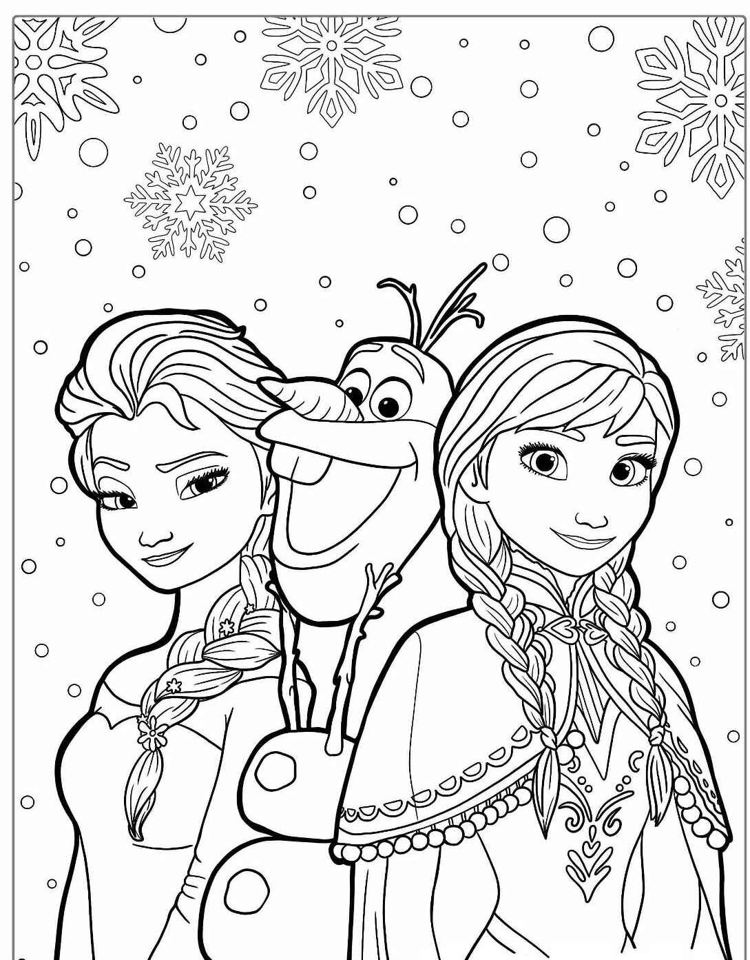Desenho da Frozen com Elsa Anna e Olaf para Colorir e Imprimir
