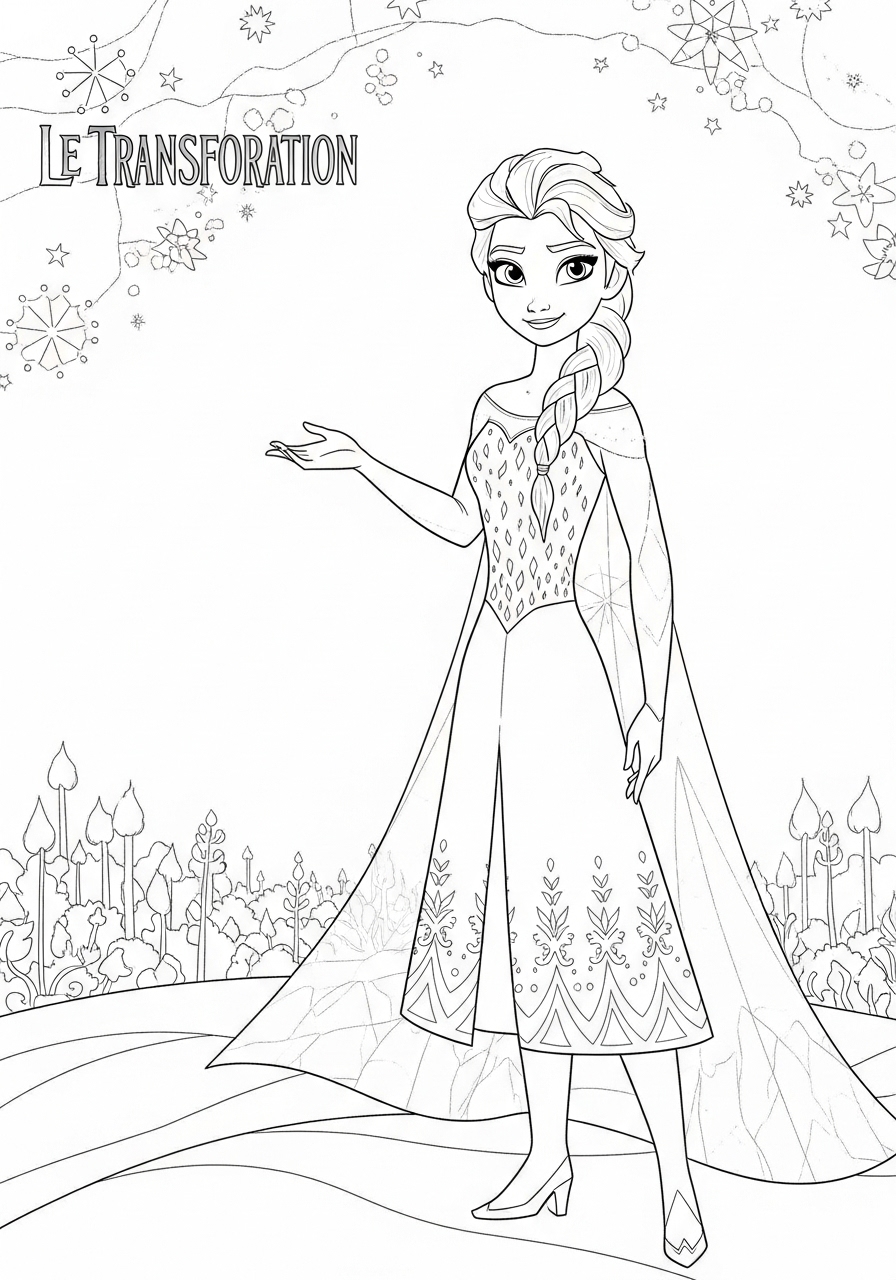 Desenho da Elsa da Frozen para imprimir e colorir