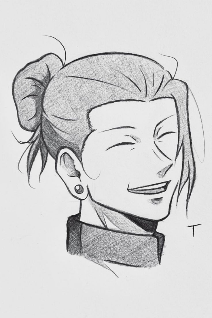 Desenho de Anime para Desenhar de personagem sorridente fácil e bonito