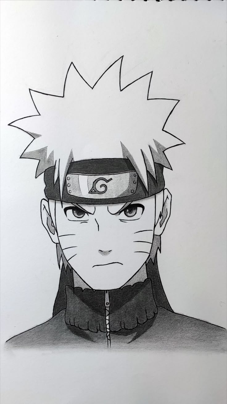 Desenho de Anime para Desenhar de Naruto com expressão séria