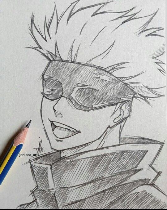 Desenho de Anime para Desenhar de personagem sorridente fácil e bonito