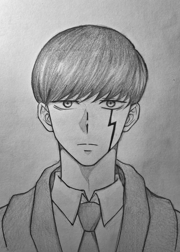 Desenho de Anime para Desenhar de garoto com cabelo curto e reto