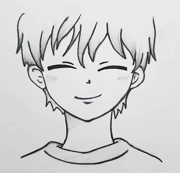 Desenho de Anime para Desenhar de menino sorrindo fácil e bonito
