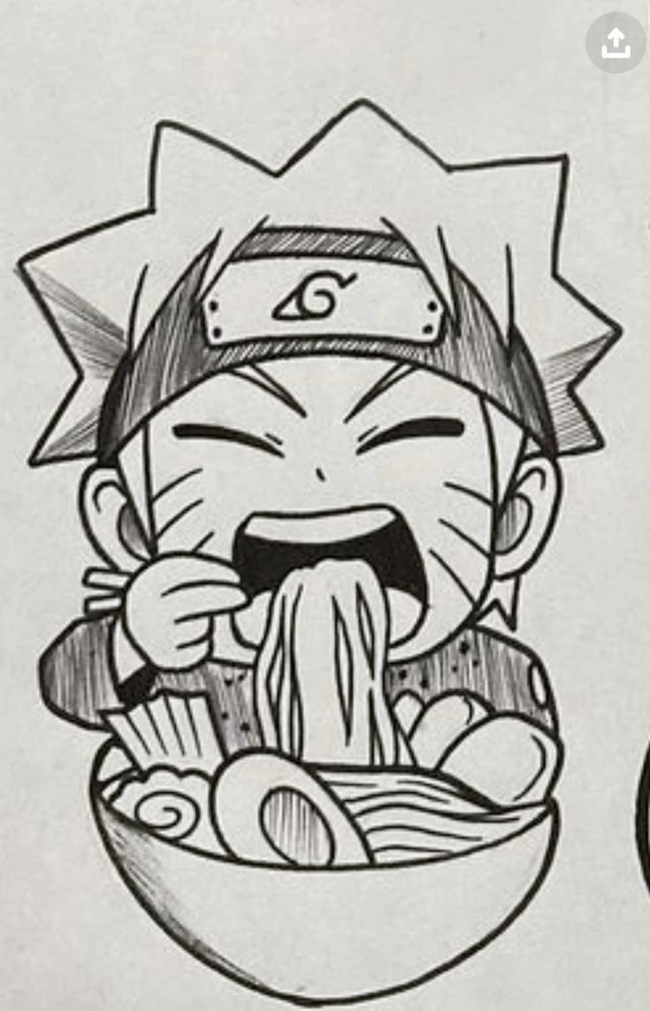 Desenho de Anime para Desenhar do Naruto Comendo Ramen fácil e bonito