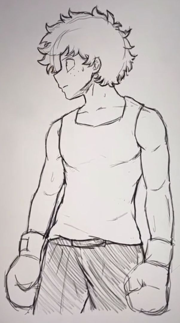 Desenho de Anime para Desenhar de garoto com luvas de boxe