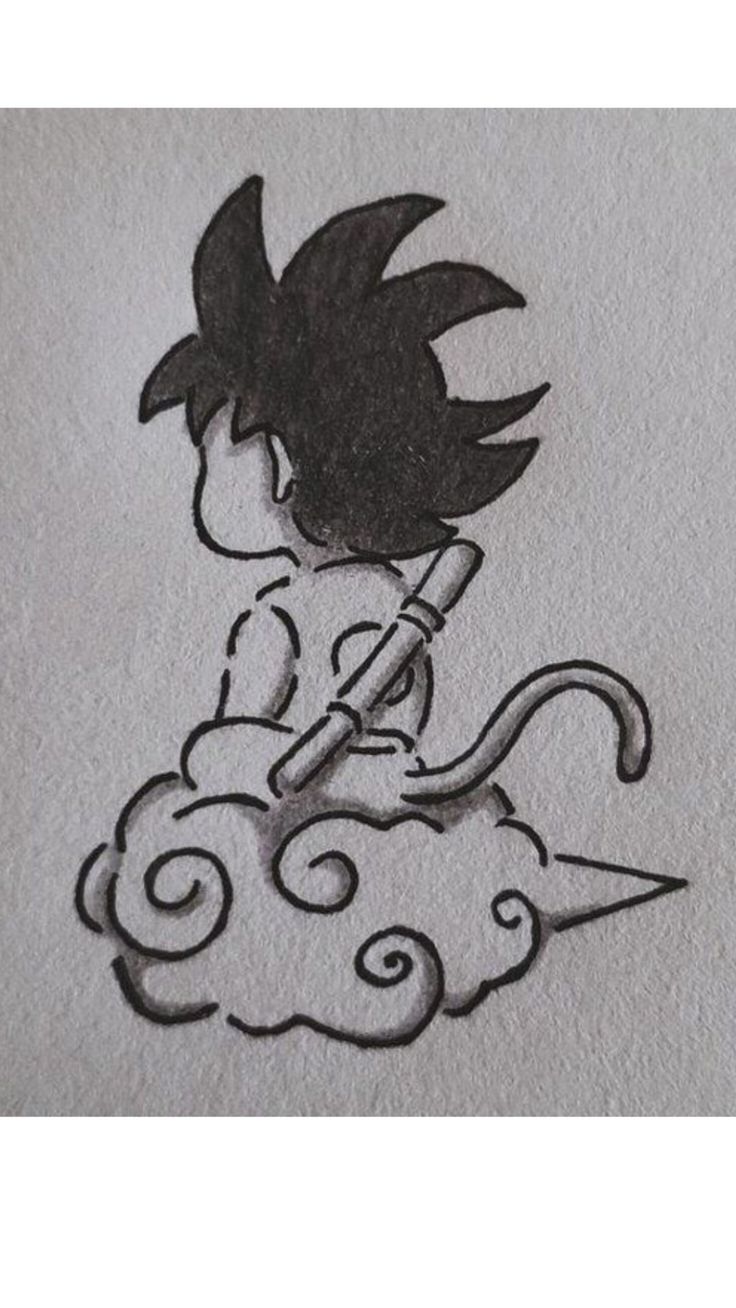 Desenho de Anime para Desenhar de personagem sentado em nuvem