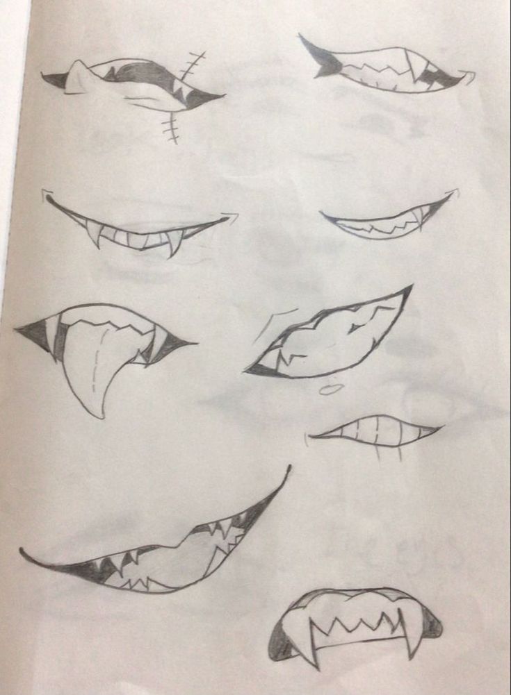 Desenho de Anime para Desenhar de bocas com dentes afiados fácil