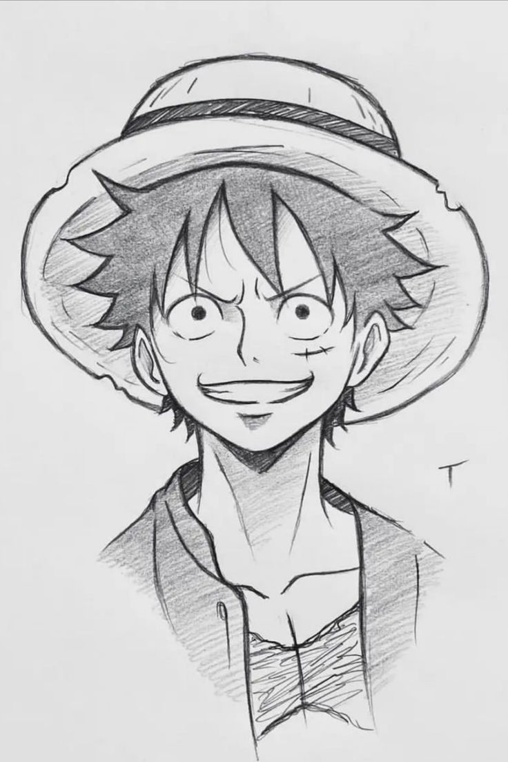 Desenho de Anime para Desenhar do Luffy Sorrindo fácil e bonito