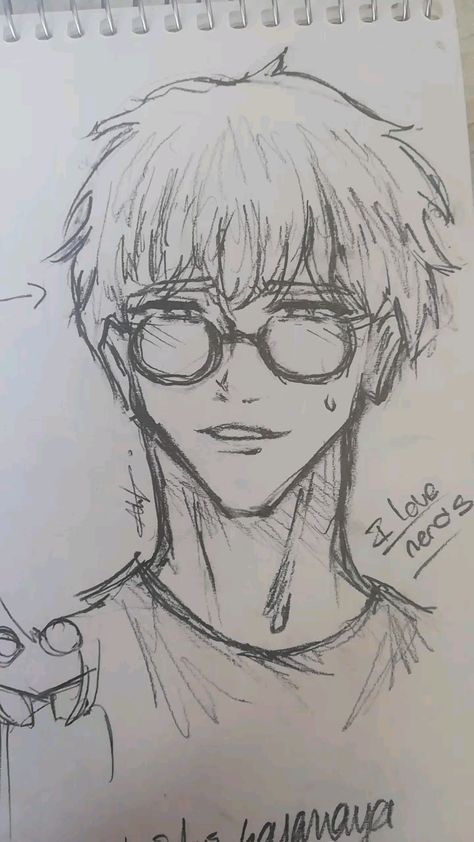 Desenho de Anime para Desenhar de personagem com óculos estilo bonito