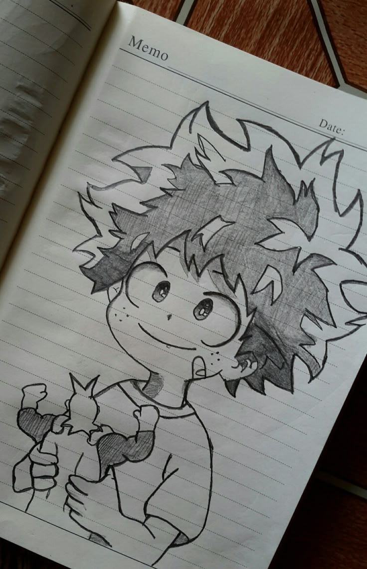 Desenho de Anime para Desenhar do Izuku Midoriya fácil e bonito