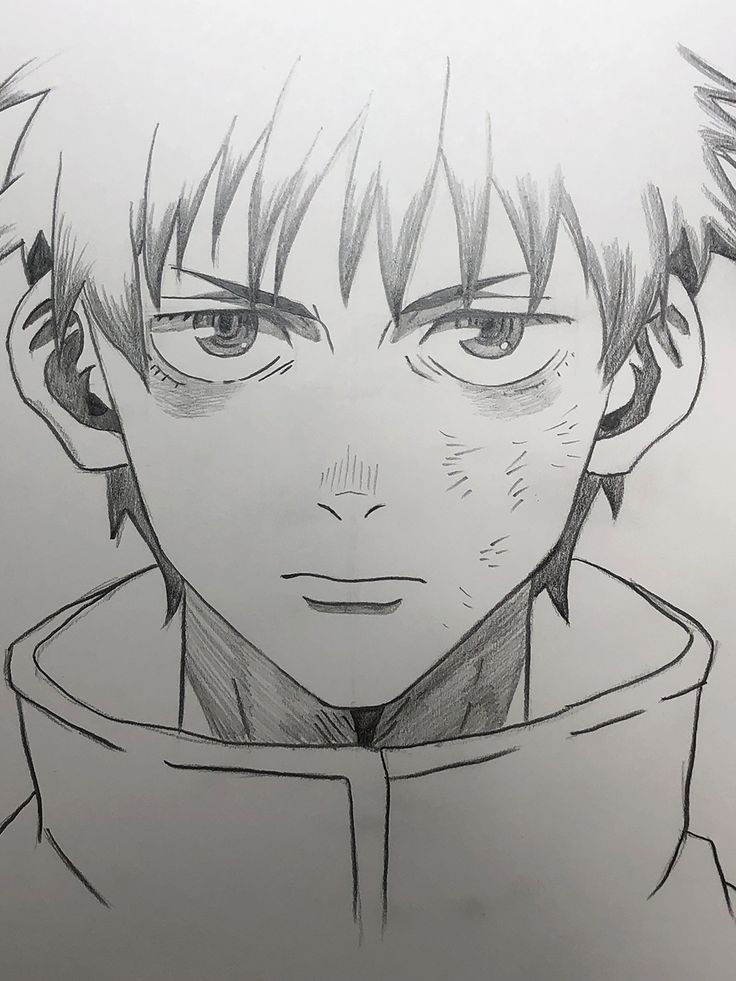 Desenho de Anime para Desenhar de menino com olhar sério fácil e bonito
