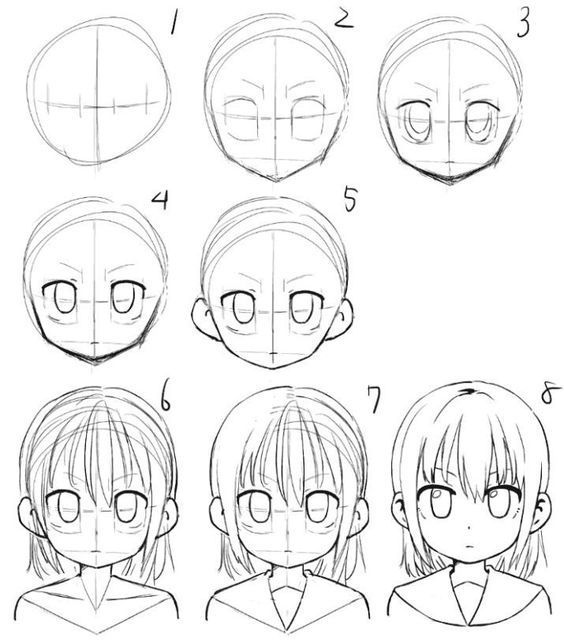 Desenho de Anime para Desenhar de rosto feminino passo a passo