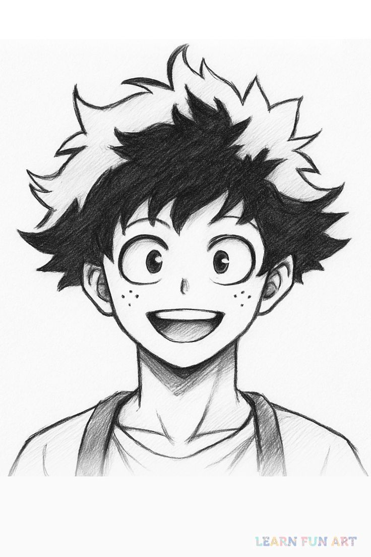 Desenho de Anime para Desenhar de garoto sorrindo fácil e bonito