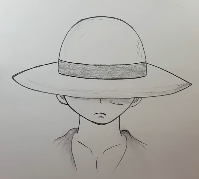 Desenho de Anime para Desenhar de personagem com chapéu grande