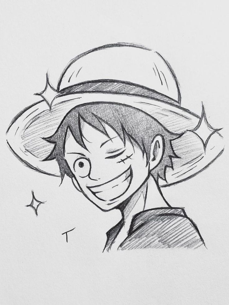 Desenho de Anime para Desenhar do Luffy sorrindo fácil e bonito