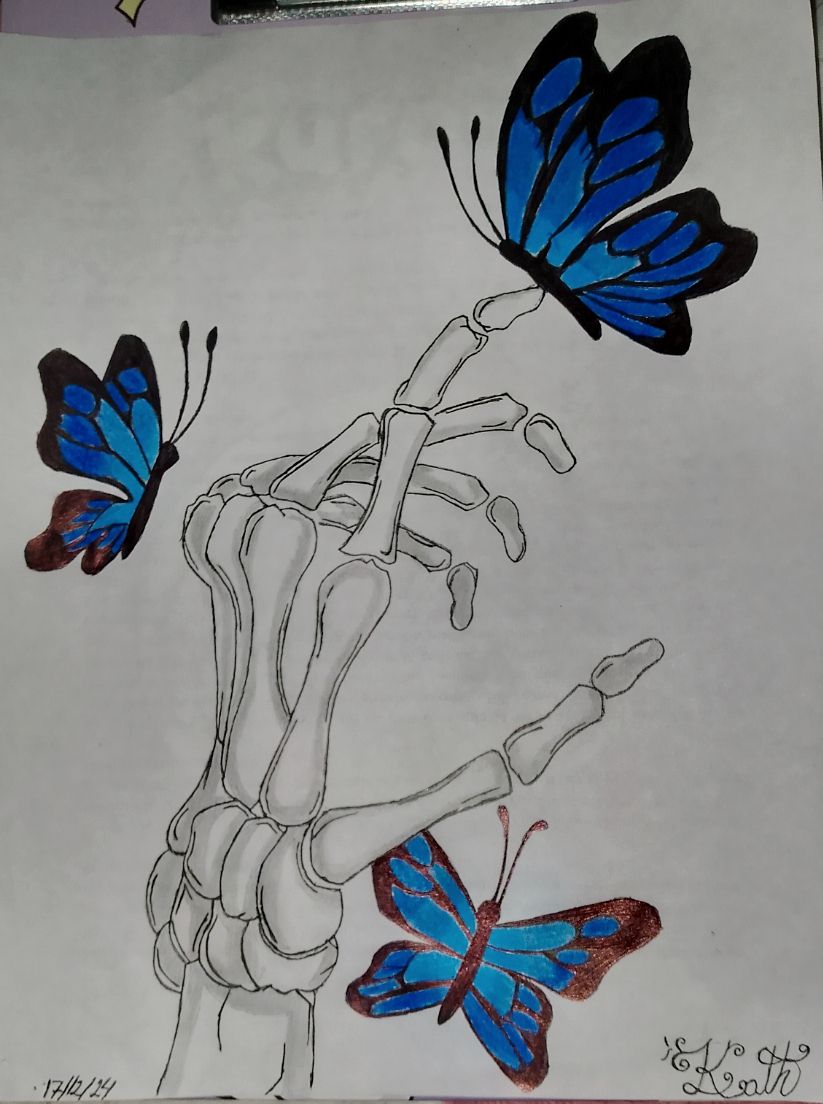 Desenho de Borboleta: Borboletas Azuis em Lapis Realista