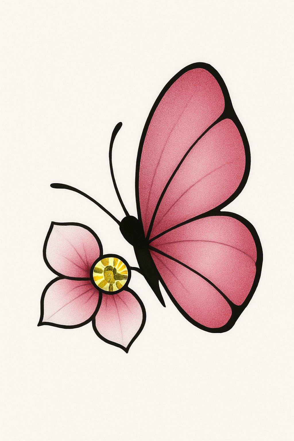 Desenho de Borboleta: Borboleta Rosa Simples para desenhar