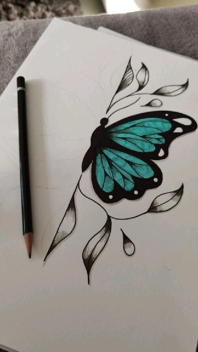 Desenho de Borboleta: Borboleta com Detalhes Verde e Preto