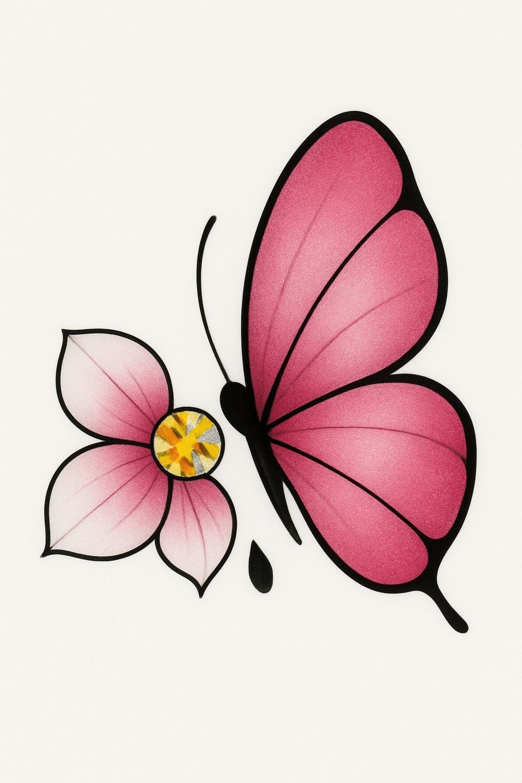 Desenho de Borboleta: Borboleta Rosa Simples e Fofa para desenhar