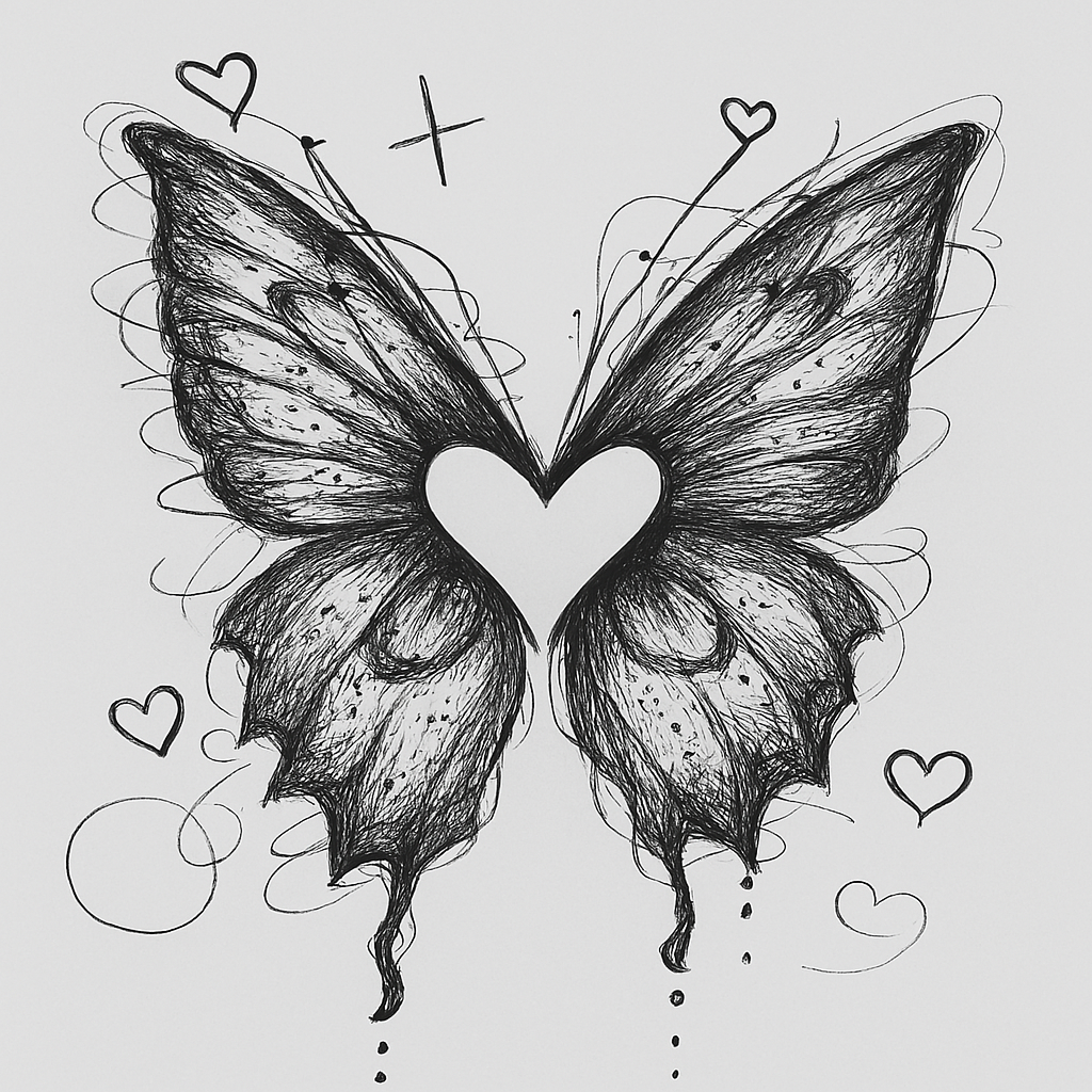 Desenho de Borboleta: Borboleta com Coração para desenhar