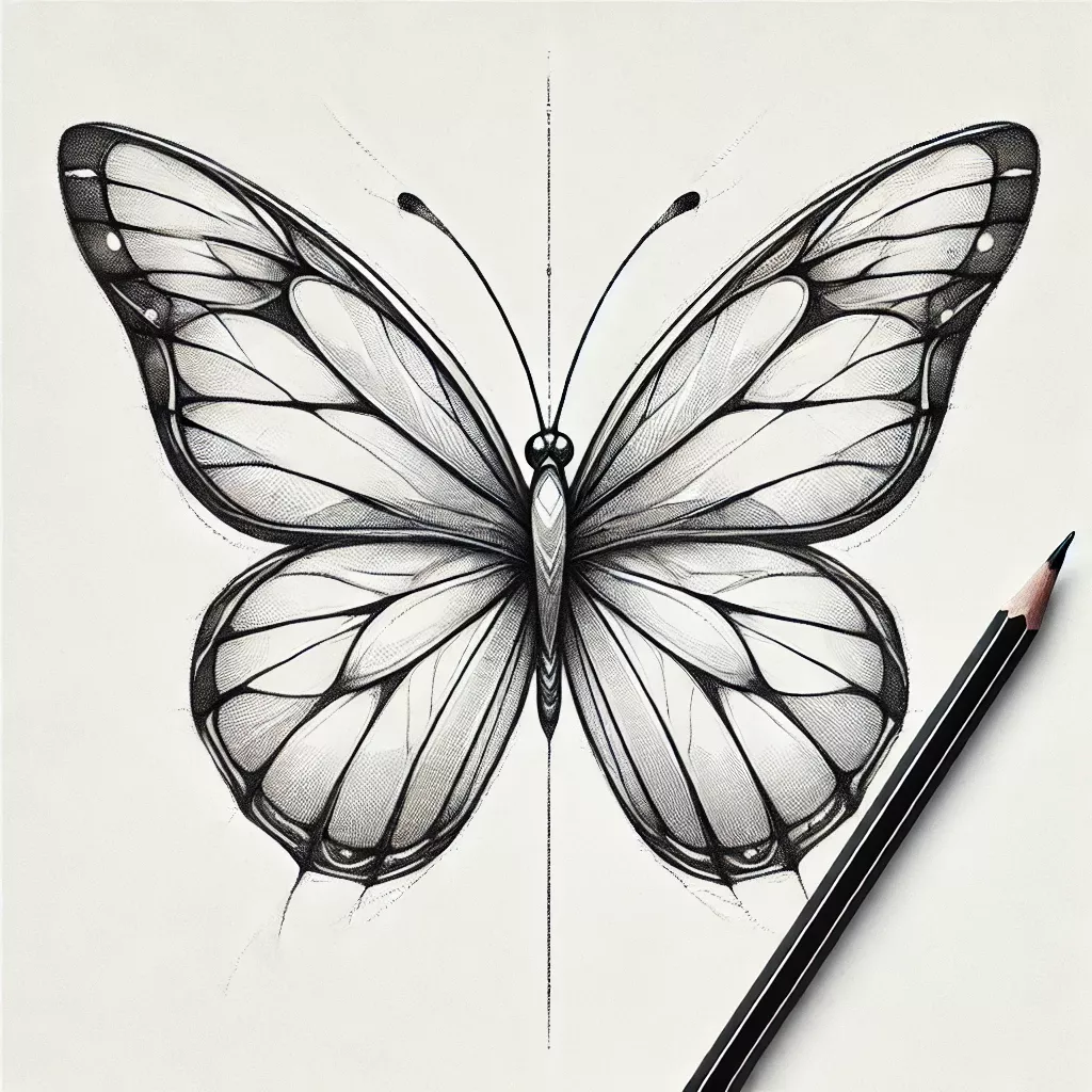 Desenho de Borboleta: Borboleta Realista a Lápis para desenhar