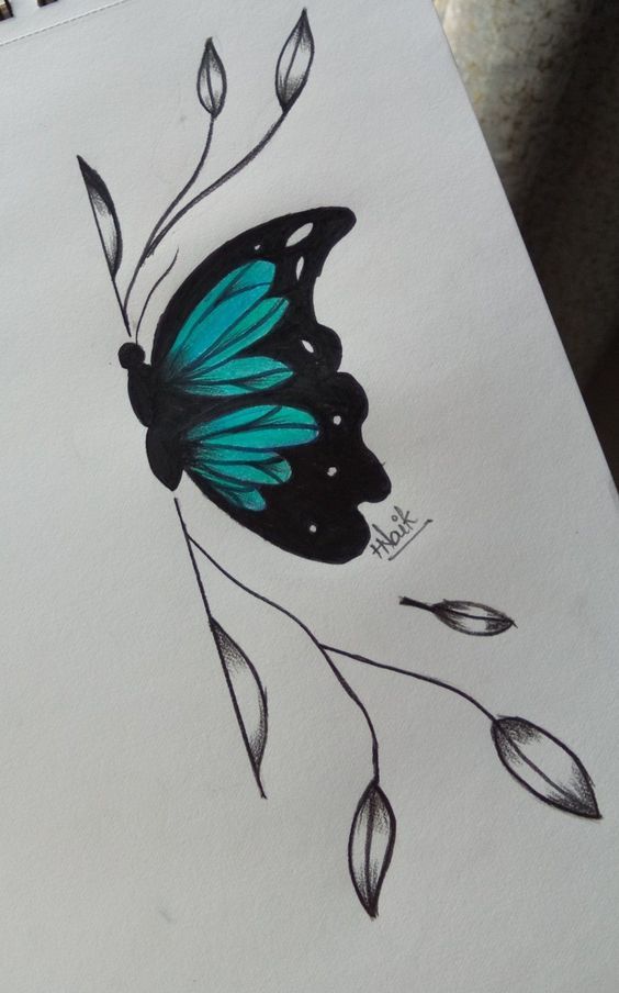 Desenho de Borboleta: Borboleta Realista a lápis para desenhar