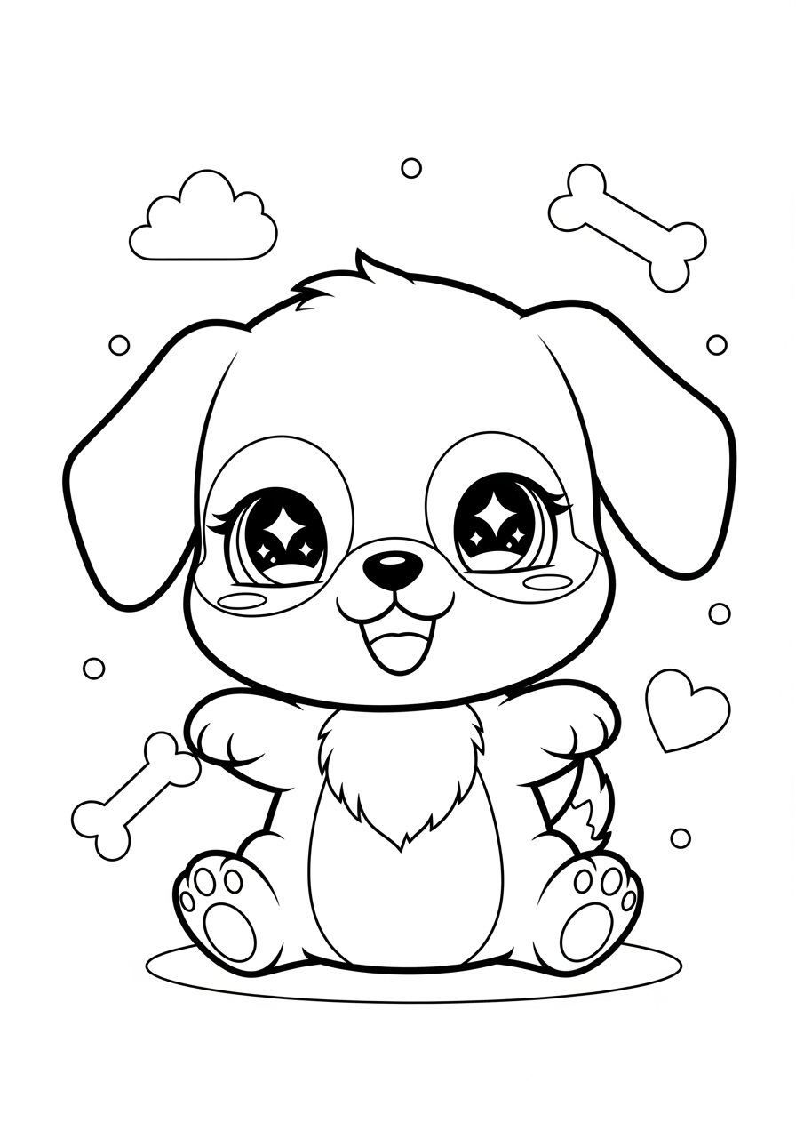 Desenho de Cachorrinho Sorridente para imprimir e colorir