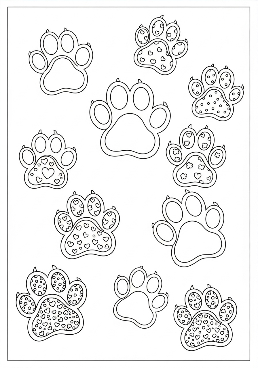 Desenho de Patinhas de Cachorrinho para imprimir e colorir