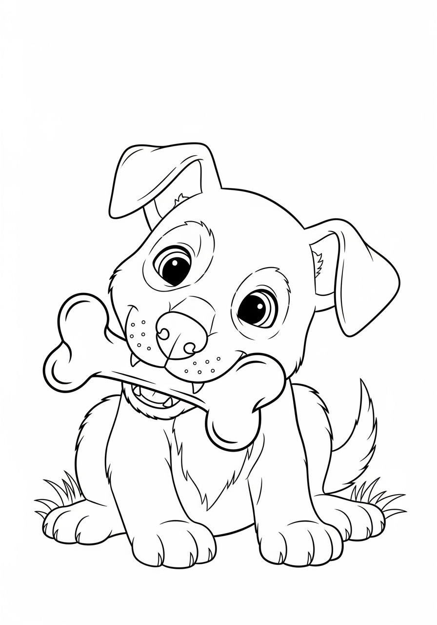 Desenho de Cachorrinho divertido com os olhos grandes para colorir