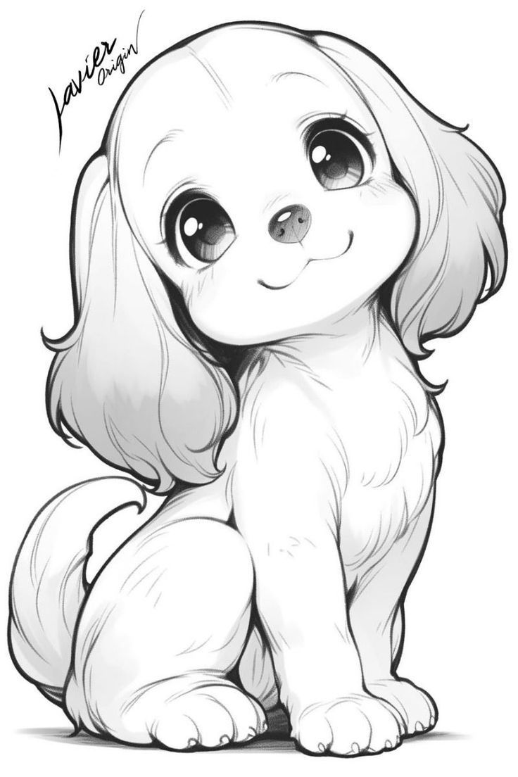 Desenho de Cachorro Cachorrinho Fofo para desenhar