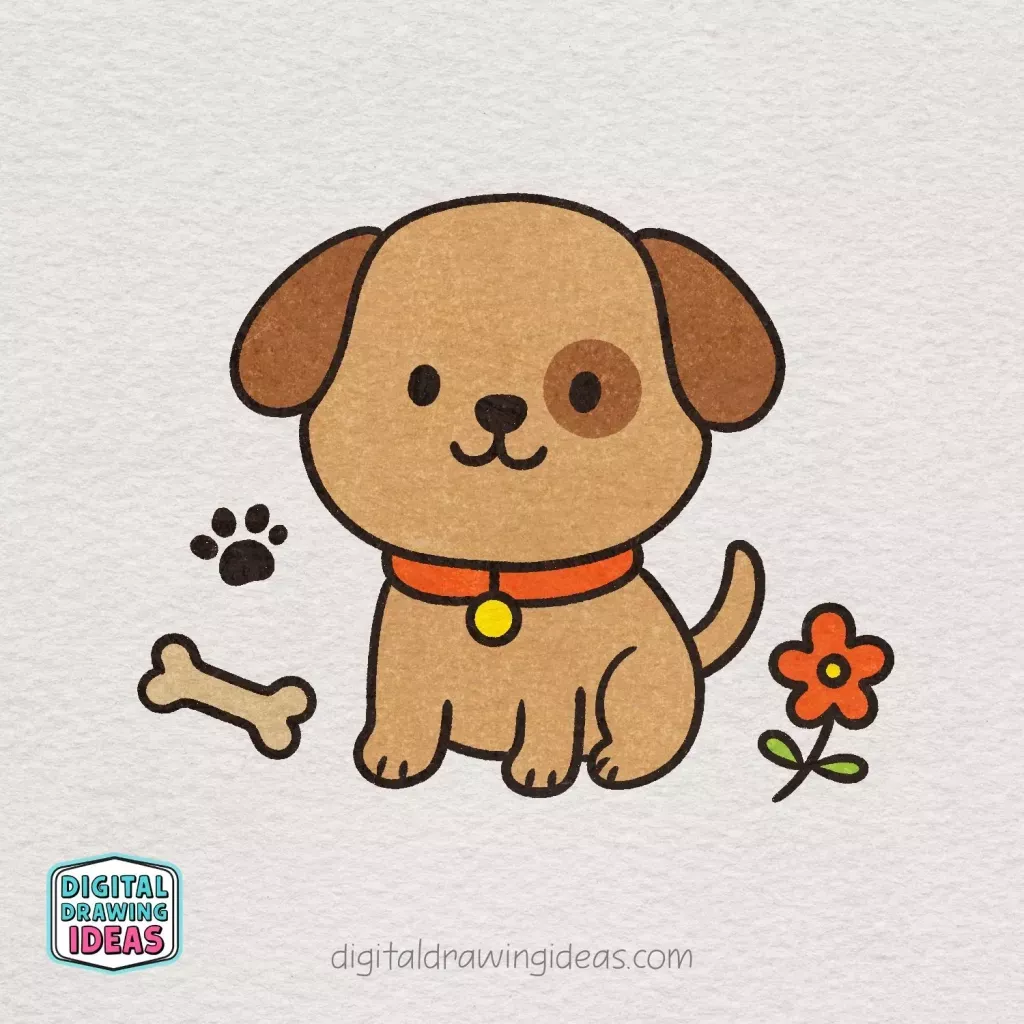 Desenho de Cachorro: Cachorro Fofo para desenhar