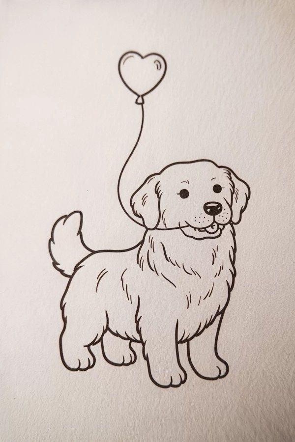 Desenho de Cachorro: Cachorro Golden Retriever para desenhar