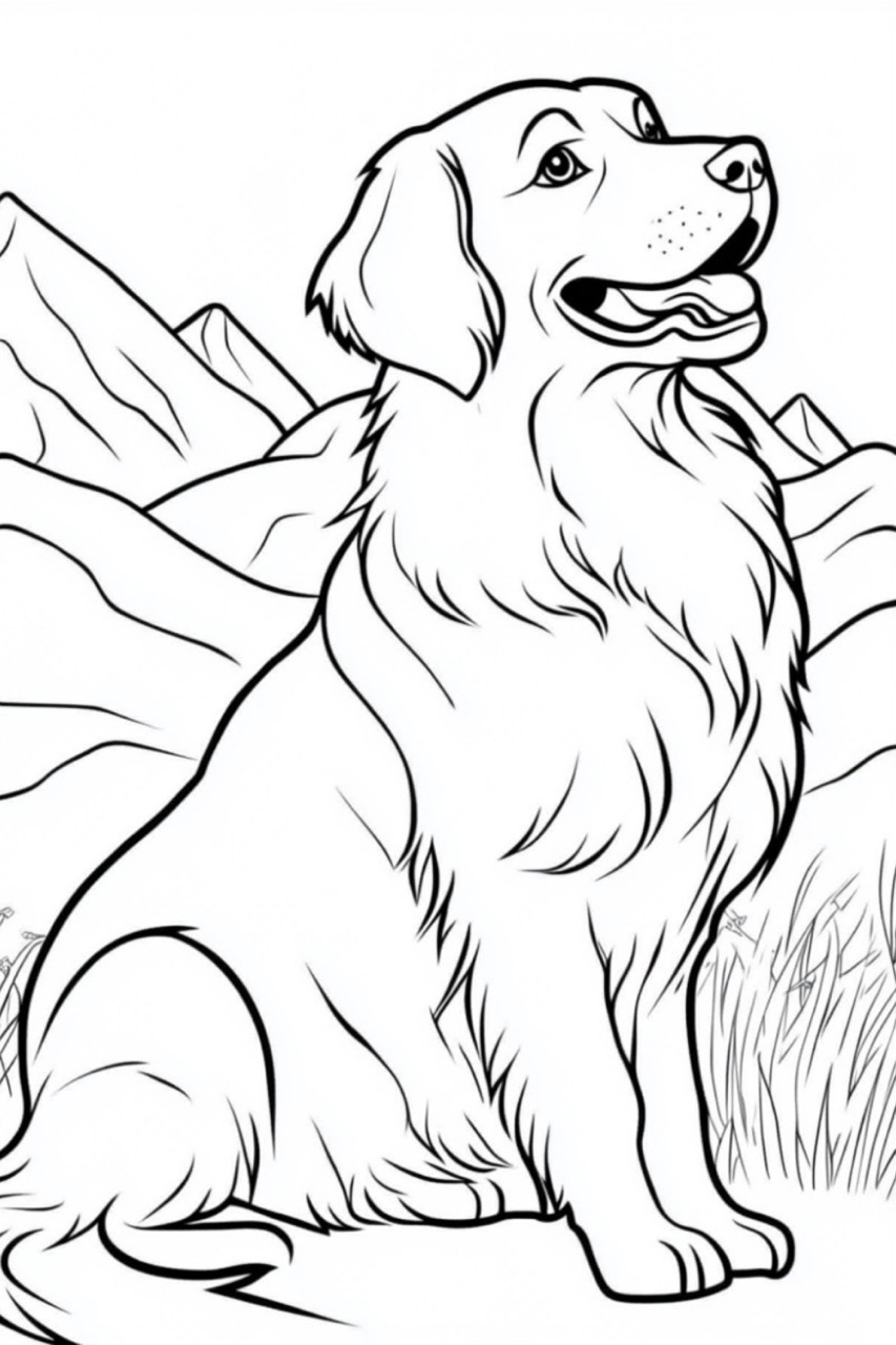 Desenho de Cachorro: Cachorro Golden Retriever para desenhar