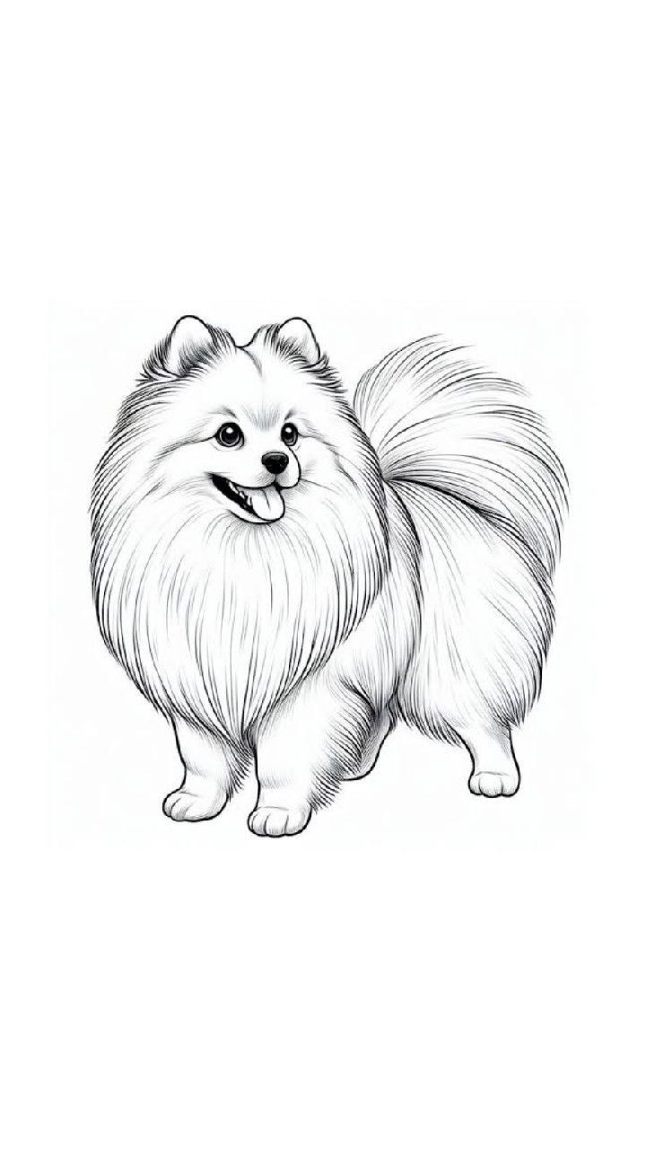 Desenho de Cachorro: Pomeranian fofo para desenhar