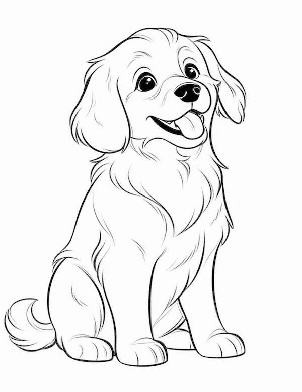 Desenho de Cachorro: Cachorro Golden Retriever para desenhar