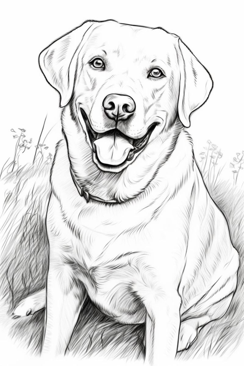 Desenho de Cachorro: Labrador para desenhar de forma fácil