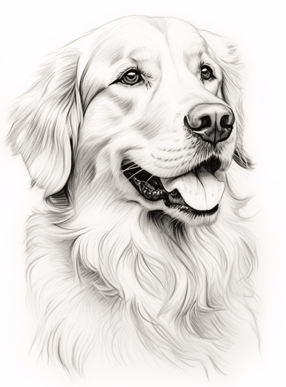 Desenho de Cachorro: Golden Retriever para desenhar