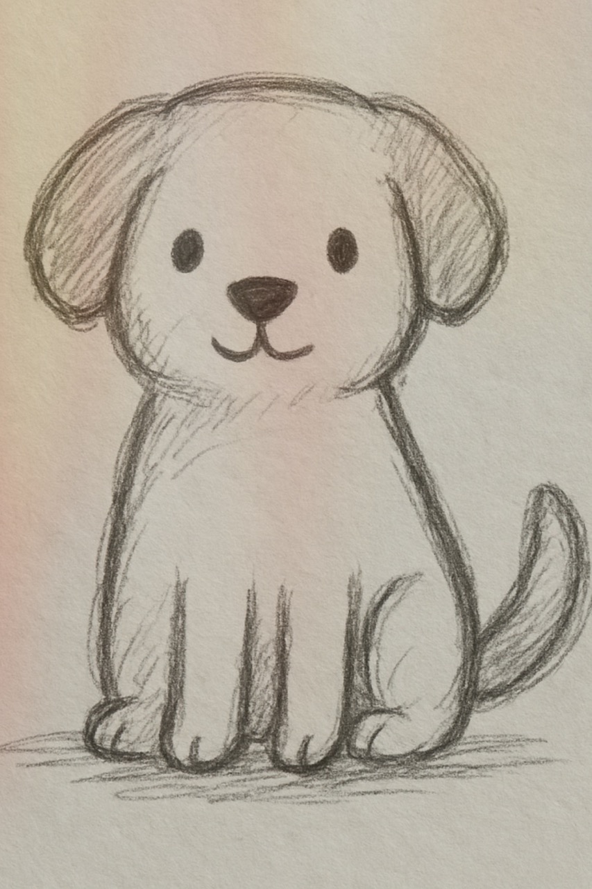 Desenho de Cachorro: Cachorro Fofinho para desenhar