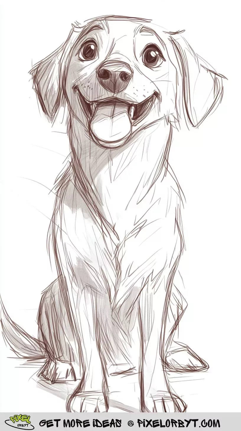Desenho de Cachorro: Cachorro Retriever Fofinho para desenhar