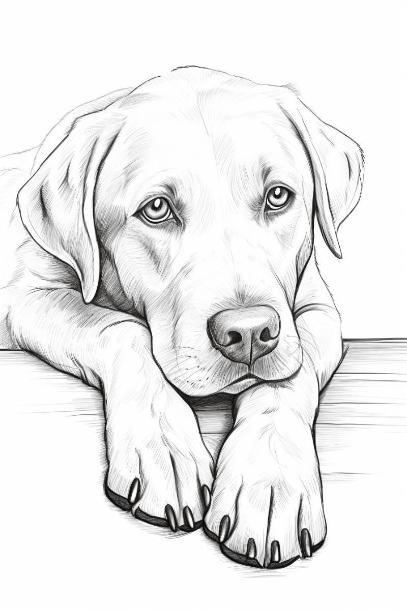Desenho de Cachorro: Labrador Fofo para desenhar